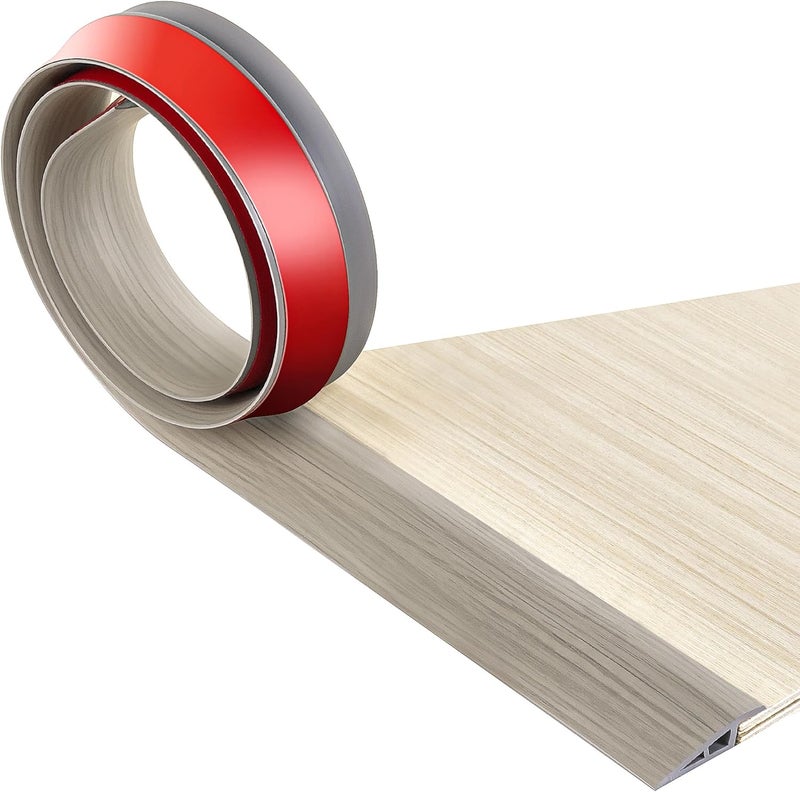 bnell Floor Transition Strip Self Adhesive-PVC Carpet & Floor Edging Trim Strip,Threshold Transitions Suitable for Threshold Height Less Than 10mm (9.84FT_Gray Wood Grain) - Image 1